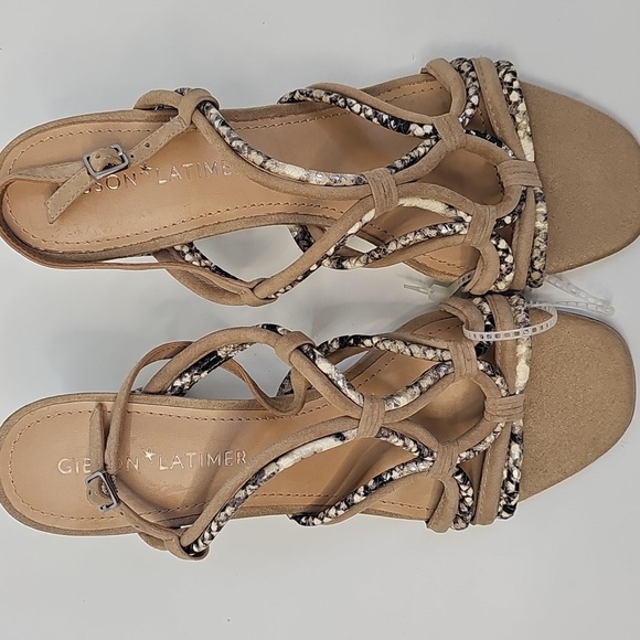 Gibson Latimer Soft Sheep Leather Reptile Print Block Heel Strappy Sandals Sz:10 - Picture 3 of 13